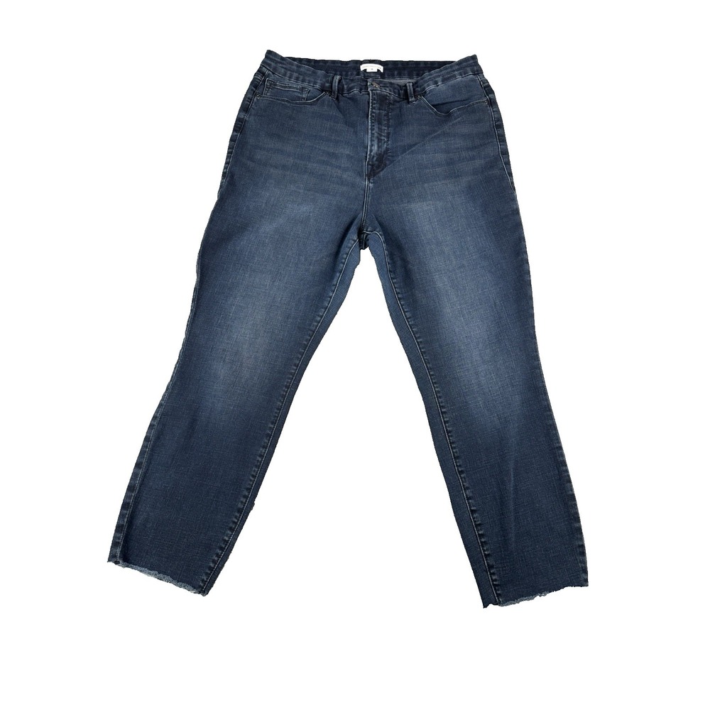 Good American Jeans Womens 18 Blue Good Legs Skinny Fray Hem Denim Stretch